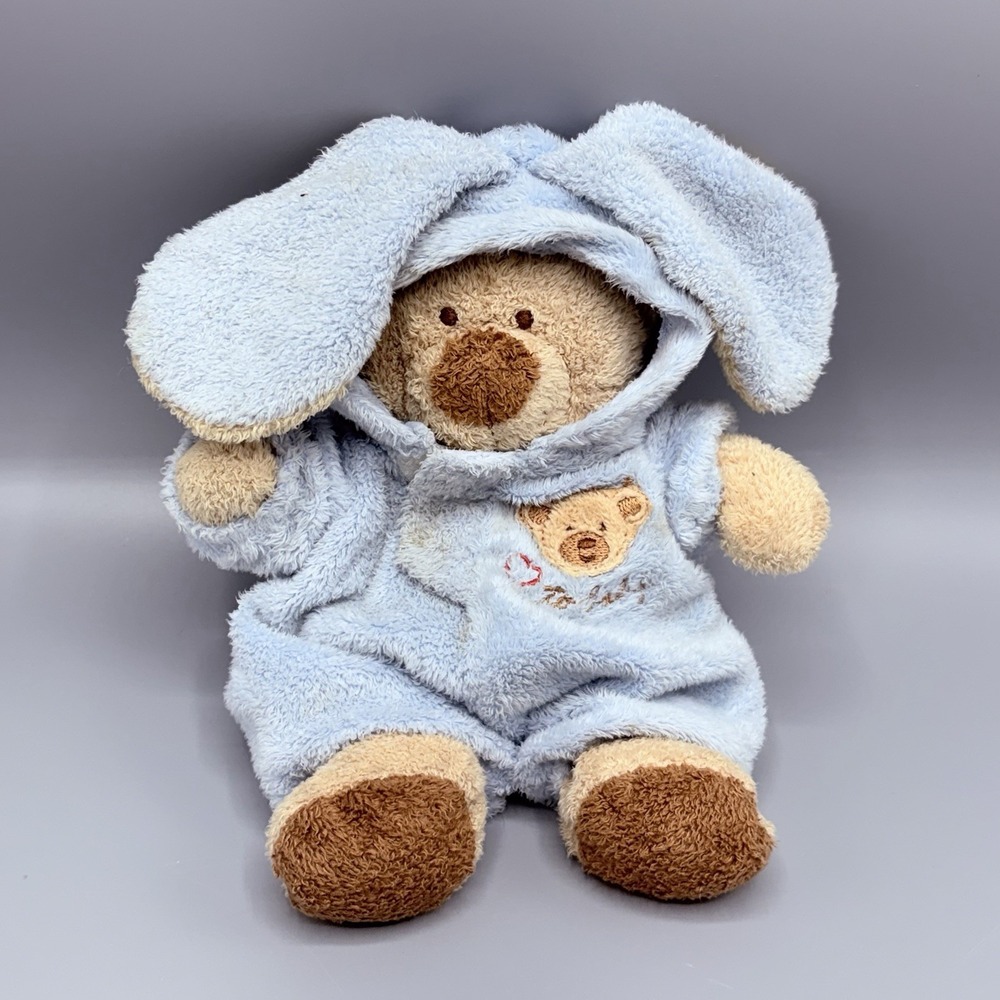 Ty Pluffies Love To Baby PJ Bear Plush Blue Bunny Rabbit Outfit Removable 7"